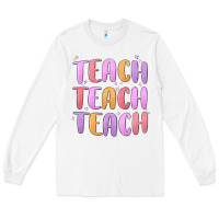 White teach teach varsity Long Sleeve Tee - MaliasSmallBusiness