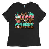 Black half nurse half coffee Ladies Tee - texasbilliewilder