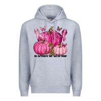 Heather Grey In October We Wear Pink with Pumpkin Premium Hoodie - texasbilliewilder