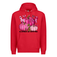 Red In October We Wear Pink with Pumpkin Premium Hoodie - texasbilliewilder