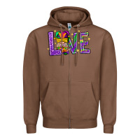 Chestnut Mardi Gras Love With Gnome Zipper Hoodie - BundleAndBundleShop