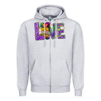 Heather Grey Mardi Gras Love With Gnome Zipper Hoodie - BundleAndBundleShop