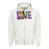 Oatmeal Heather Mardi Gras Love With Gnome Zipper Hoodie - BundleAndBundleShop