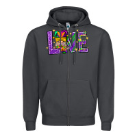Smoke Mardi Gras Love With Gnome Zipper Hoodie - BundleAndBundleShop
