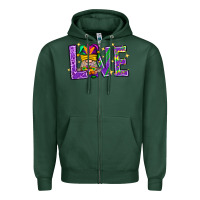 Sports Green Mardi Gras Love With Gnome Zipper Hoodie - BundleAndBundleShop