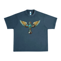 Midnight Navy western cross wings Urban Heavy Tee - BarkalooDesign