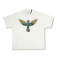 Pistachio western cross wings Urban Heavy Tee - BarkalooDesign
