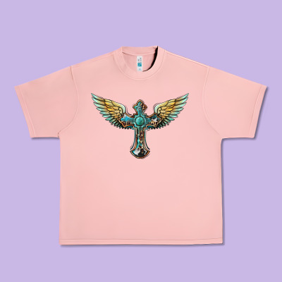 Western Cross Wings Urban Heavy Tee Designed By Barkaloodesign