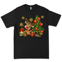 Black reindeer and christmas tree Premium Tee - AdoDesignShop
