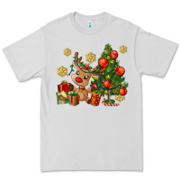 Dove Grey reindeer and christmas tree Premium Tee - AdoDesignShop