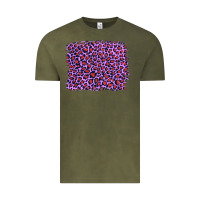 Vintage Olive lilac leopard with red glitter Vintage Tee - Artiststas