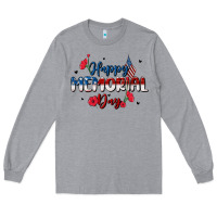 Heather Grey happy memorial day Long Sleeve Tee - MaliasSmallBusiness