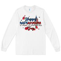 White happy memorial day Long Sleeve Tee - MaliasSmallBusiness