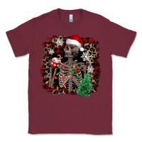 Burgundy Skeleton with coffee cup Christmas Classic Tee - NancyCooperArtShop