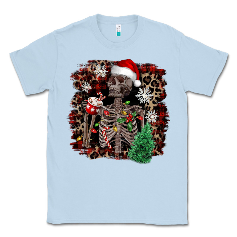 Skeleton With Coffee Cup Christmas Classic Tee by NancyCooperArtShop | Teevron