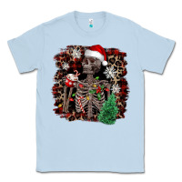 Dusty Blue Skeleton with coffee cup Christmas Classic Tee - NancyCooperArtShop