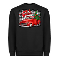 Black merry christmas red truck christmas trees Heavyweight Sweatshirt - Jasminsmagicworld