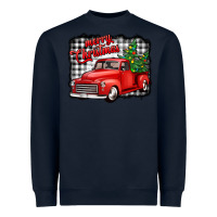 Navy merry christmas red truck christmas trees Heavyweight Sweatshirt - Jasminsmagicworld