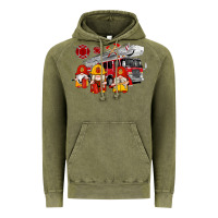 Vintage Olive fire truck gnomes Vintage Hoodie - Artiststas