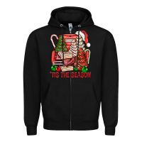 Black Tis The Season Christmas Cakes Truck Zipper Hoodie - BundleAndBundleShop