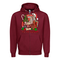 Burgundy Tis The Season Christmas Cakes Truck Zipper Hoodie - BundleAndBundleShop