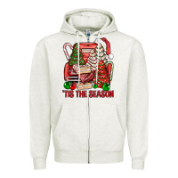 Oatmeal Heather Tis The Season Christmas Cakes Truck Zipper Hoodie - BundleAndBundleShop