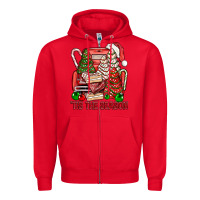 Red Tis The Season Christmas Cakes Truck Zipper Hoodie - BundleAndBundleShop