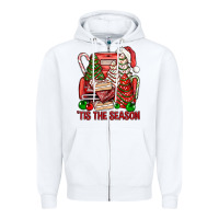 White Tis The Season Christmas Cakes Truck Zipper Hoodie - BundleAndBundleShop
