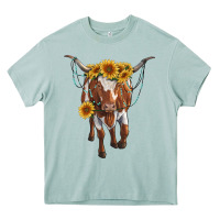 Arona longhorn cow with sunflowers Heavy Core Tee - RanaPortraitStore