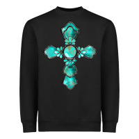 Black western turquoise gemstone cross Heavyweight Sweatshirt - BarkalooDesign