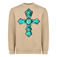 Mushroom western turquoise gemstone cross Heavyweight Sweatshirt - BarkalooDesign