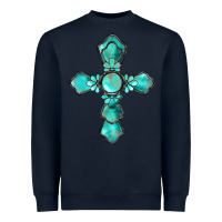 Navy western turquoise gemstone cross Heavyweight Sweatshirt - BarkalooDesign