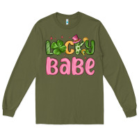 Army Green lucky babe st patrick s day Long Sleeve Tee - MaliasSmallBusiness