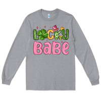 Heather Grey lucky babe st patrick s day Long Sleeve Tee - MaliasSmallBusiness