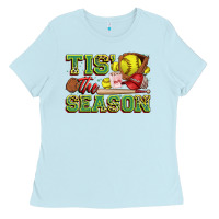 Baby Blue tis' the season softball Ladies Tee - Zillion Design Studio