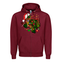 Burgundy Christmas Western Texas Map Zipper Hoodie - BundleAndBundleShop