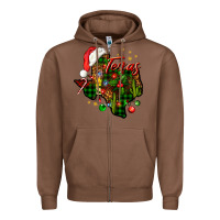 Chestnut Christmas Western Texas Map Zipper Hoodie - BundleAndBundleShop