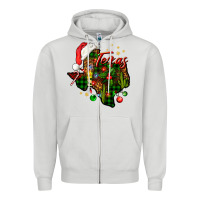 Dove Grey Christmas Western Texas Map Zipper Hoodie - BundleAndBundleShop