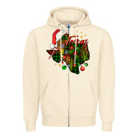 Sandshell Christmas Western Texas Map Zipper Hoodie - BundleAndBundleShop
