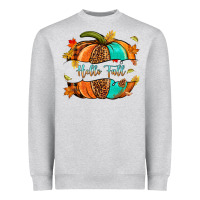 Heather Grey pumpkin hello fall Heavyweight Sweatshirt - NancyCooperArtShop