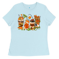 Baby Blue fall nurse coffee cups Ladies Tee - texasbilliewilder