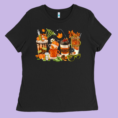 Fall Nurse Coffee Cups Ladies Tee Designed By Texasbilliewilder