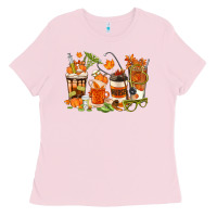 Bubblegum Pink fall nurse coffee cups Ladies Tee - texasbilliewilder