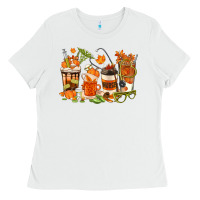 White fall nurse coffee cups Ladies Tee - texasbilliewilder