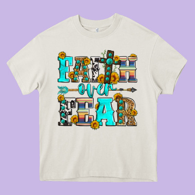 Faith Over Fear Heavy Core Tee Designed By Zillion Design Studio