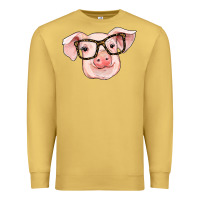 Antique Gold pig with glasses Premium Sweatshirt - RanaPortraitStore