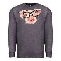 Charcoal Heather pig with glasses Premium Sweatshirt - RanaPortraitStore
