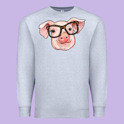 Pig With Glasses Premium Sweatshirt Designed By Ranaportraitstore