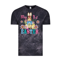 Cloud Black my first easter with baby bunny and eggs Vintage Tee - AdoDesignShop