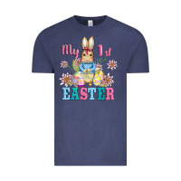 Vintage Denim my first easter with baby bunny and eggs Vintage Tee - AdoDesignShop
